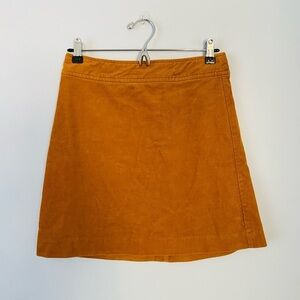 J Crew Factory Mustard Corduroy Skirt, Sz 0, Preppy Corduroy A Line Mini Skirt